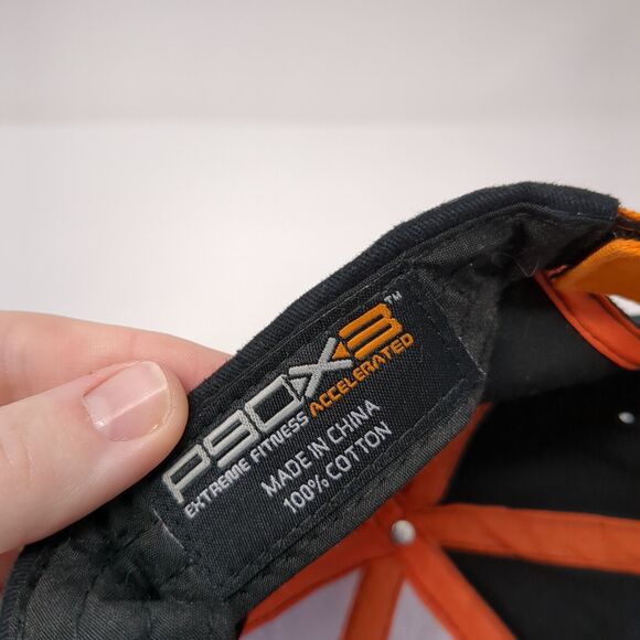 P90X3 Strapback Hat Black One Size Solid Adjustable Embroidered Piping - Picture 8 of 8